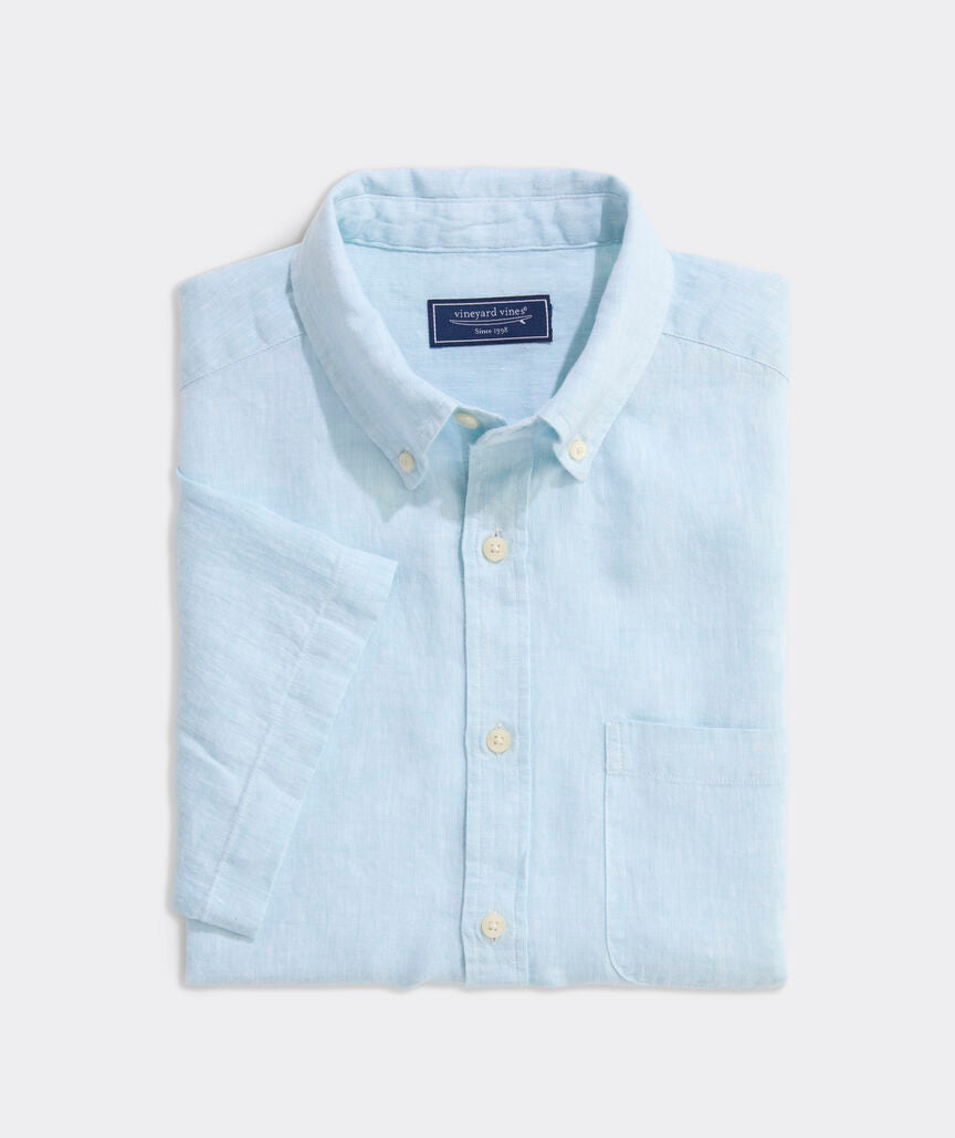 VINEYARD VINES SURFSIDE SOLID LINEN SHORT SLEEVE SHIRT