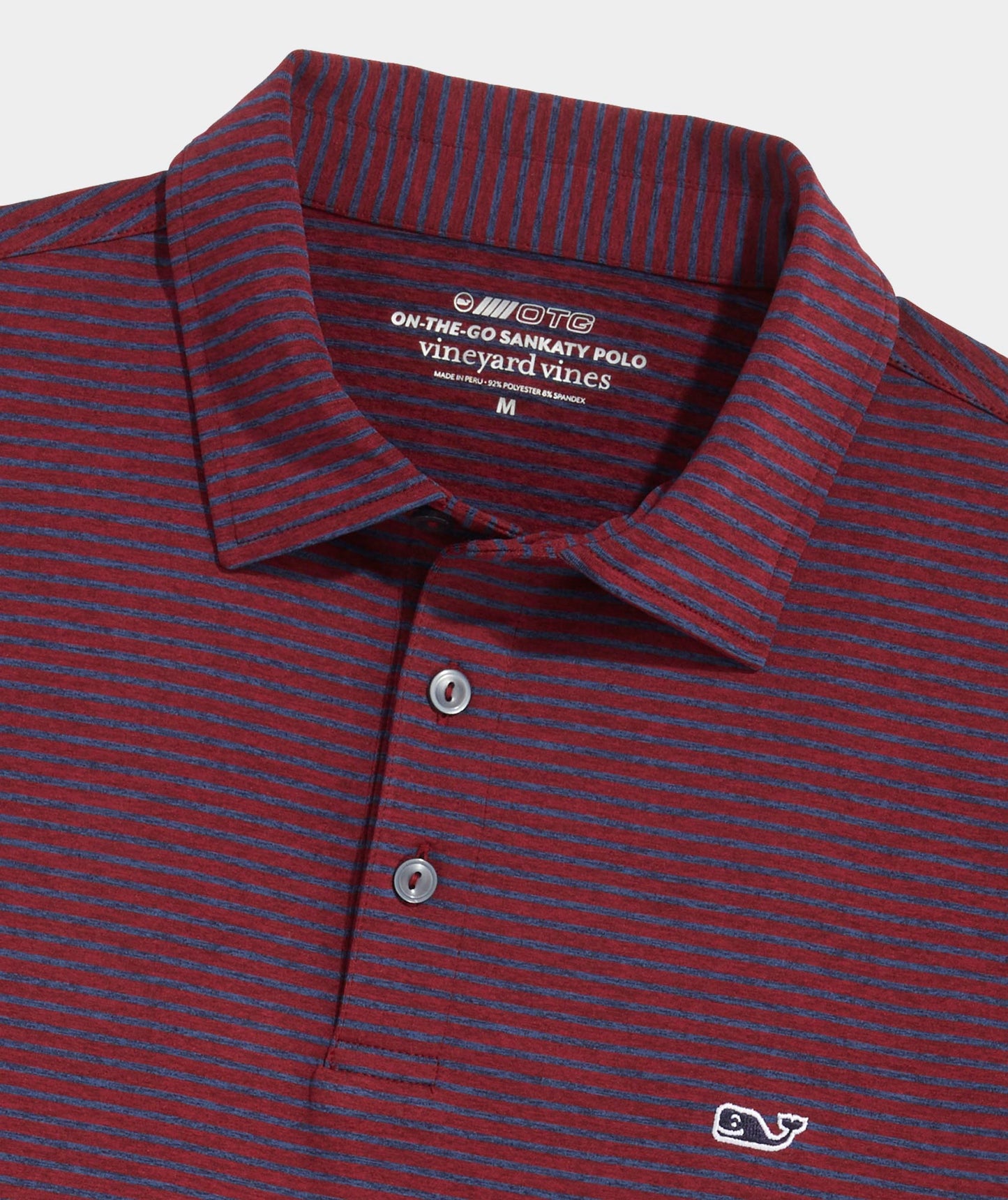 VINEYARD VINES CRIMSON/NAUT NAVY BRADLEY STRIPE SANKATY POLO