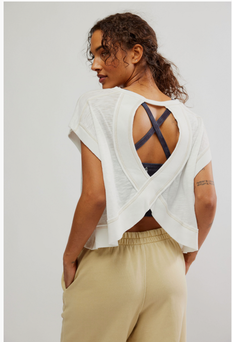 FREE PEOPLE WHITE MY TIME LAYER TEE