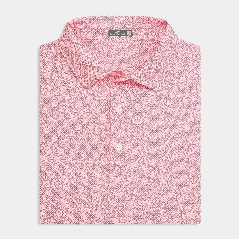 GENTEAL CARDINAL DIAMONDS PRINTED PERFORMANCE POLO