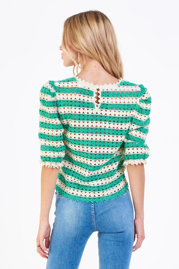 DEAR JOHN GREEN/CREAM DAPHNE TOP