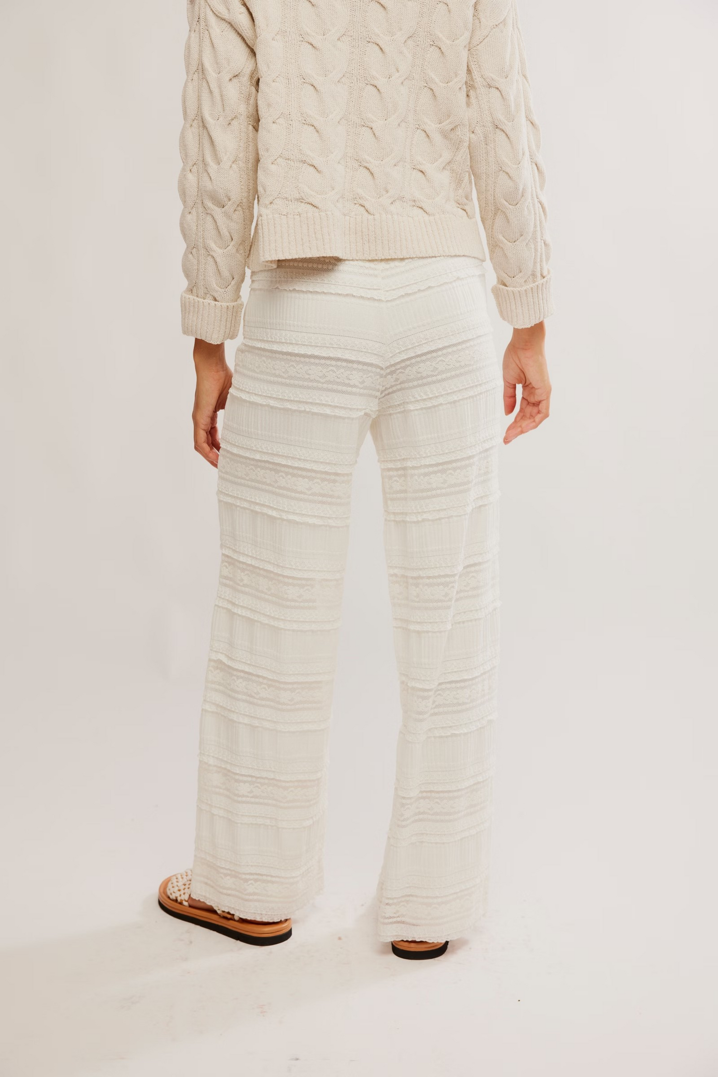 FREE PEOPLE WHITE AIDEN LACE PANTS