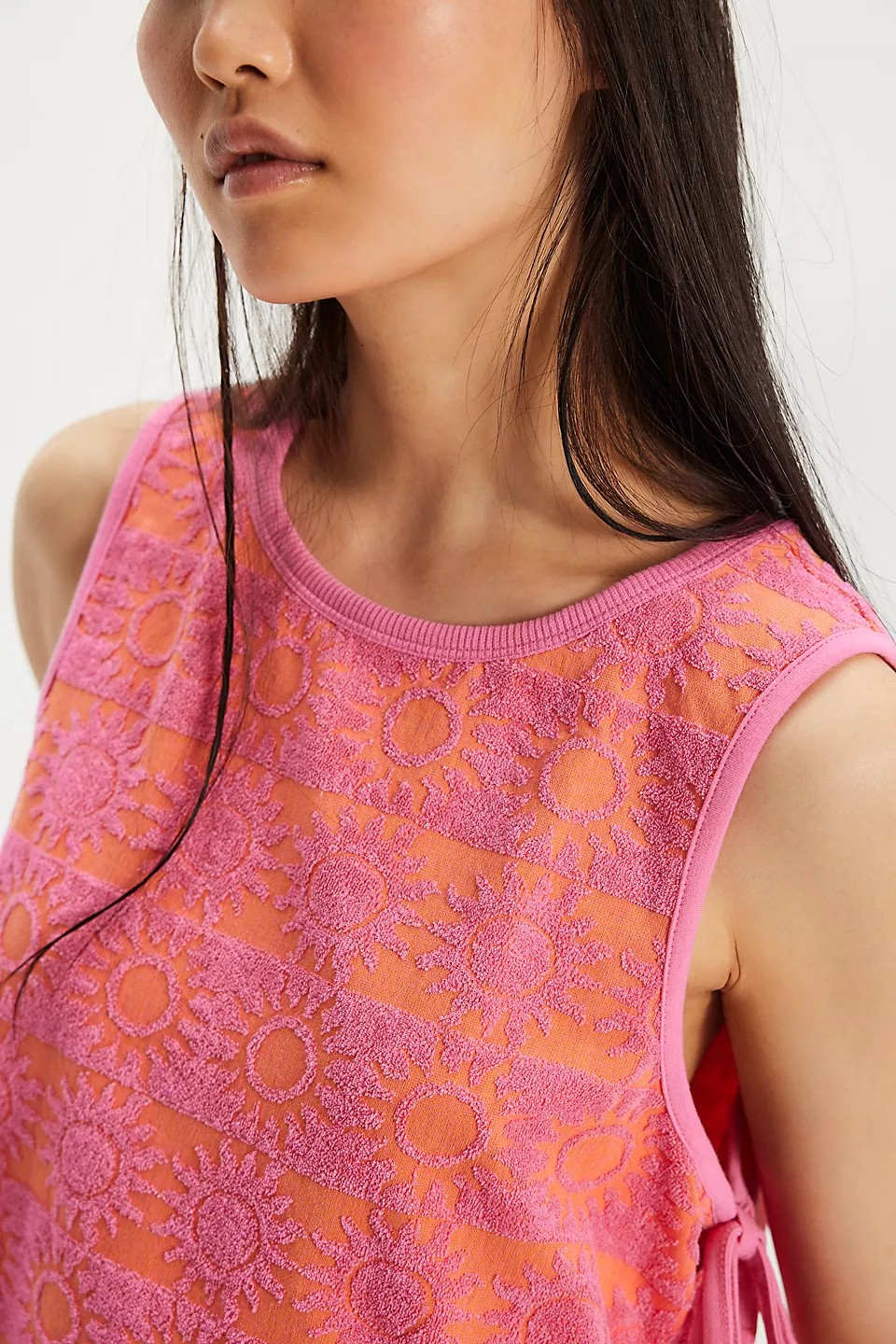 FREE PEOPLE PINK TOWEL TERRY TOP