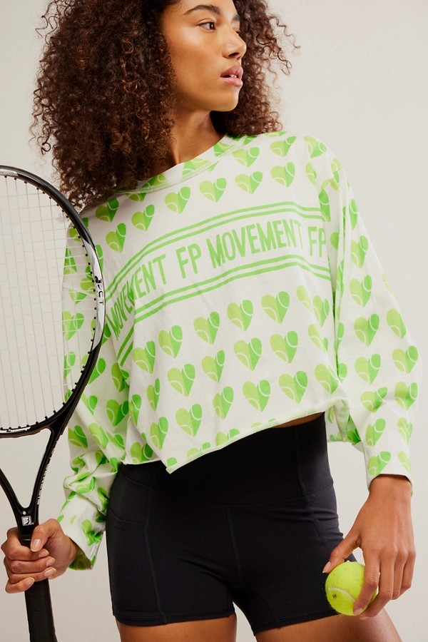 FREE PEOPLE LOVE OF THE GAME COURT LOGO INSPIRE LAYER TEE