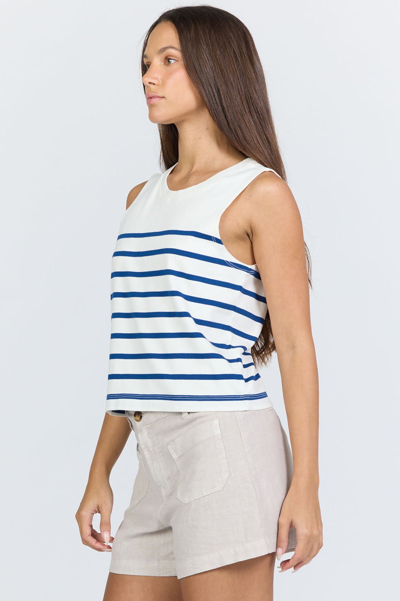 CREAM/NAVY STRIPE JETT TANK