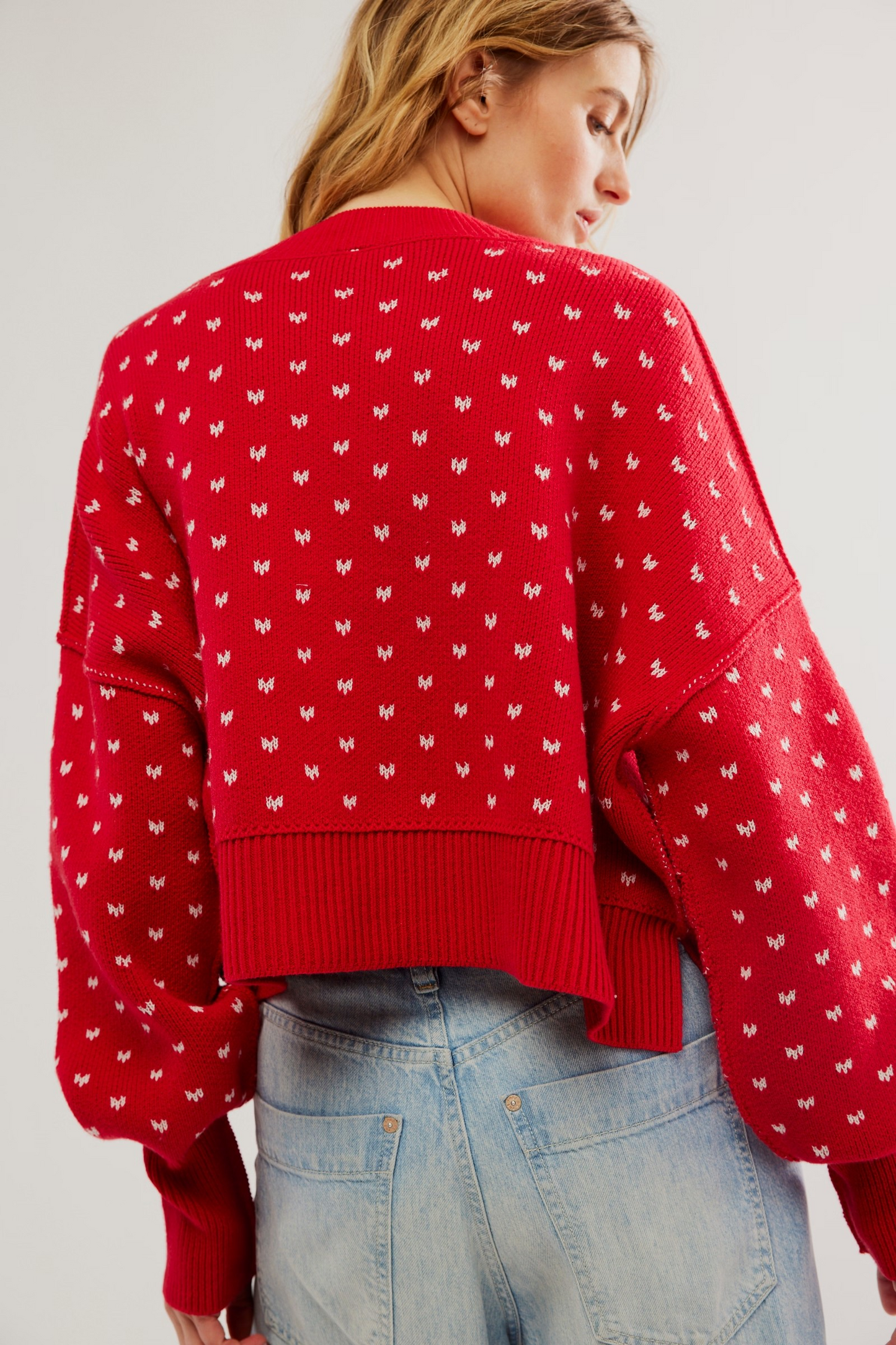 FREE PEOPLE CHERRY CREAM COMBO PATTERN EASY STREET CROP
