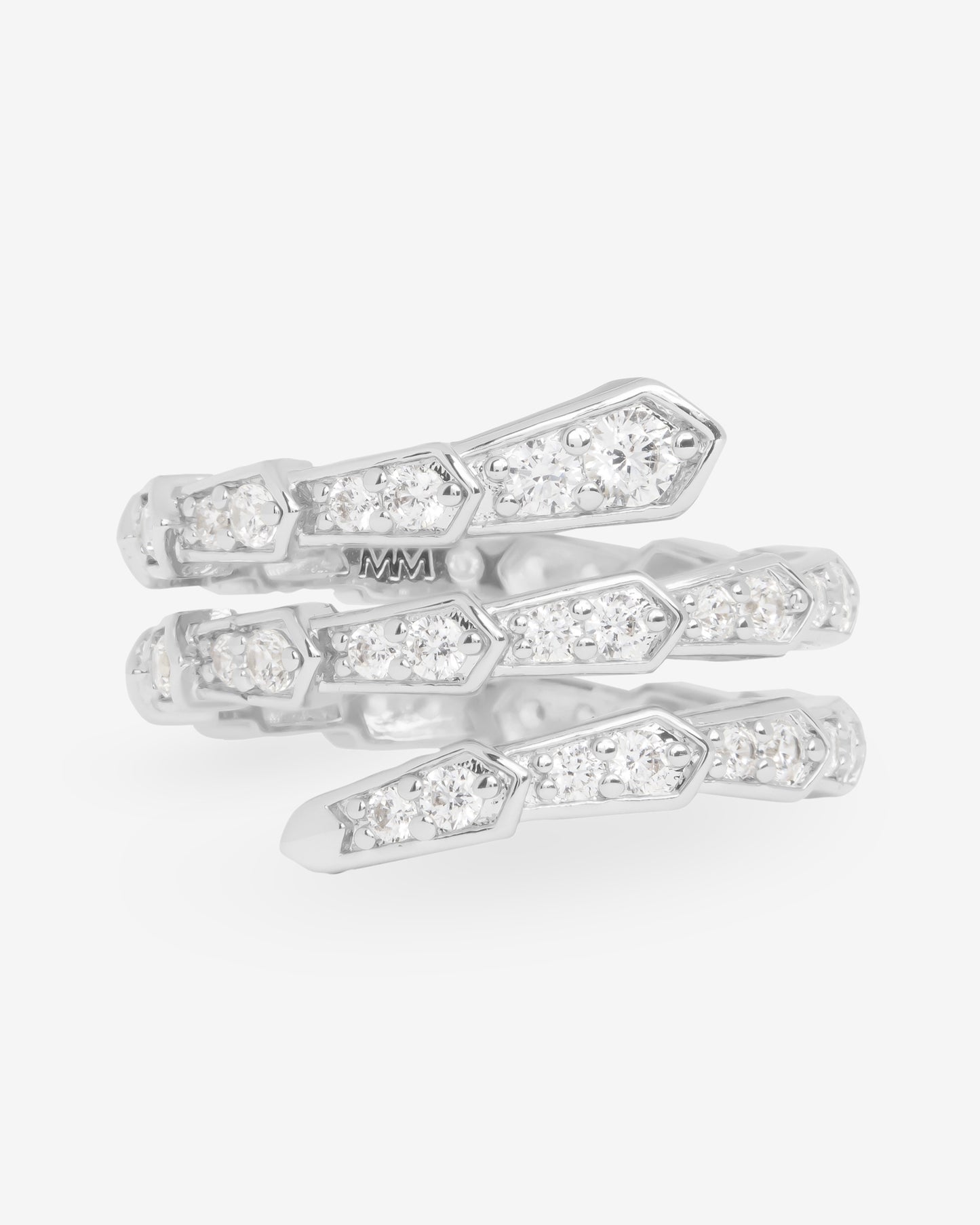 SILVER PAVE SERPENT RING