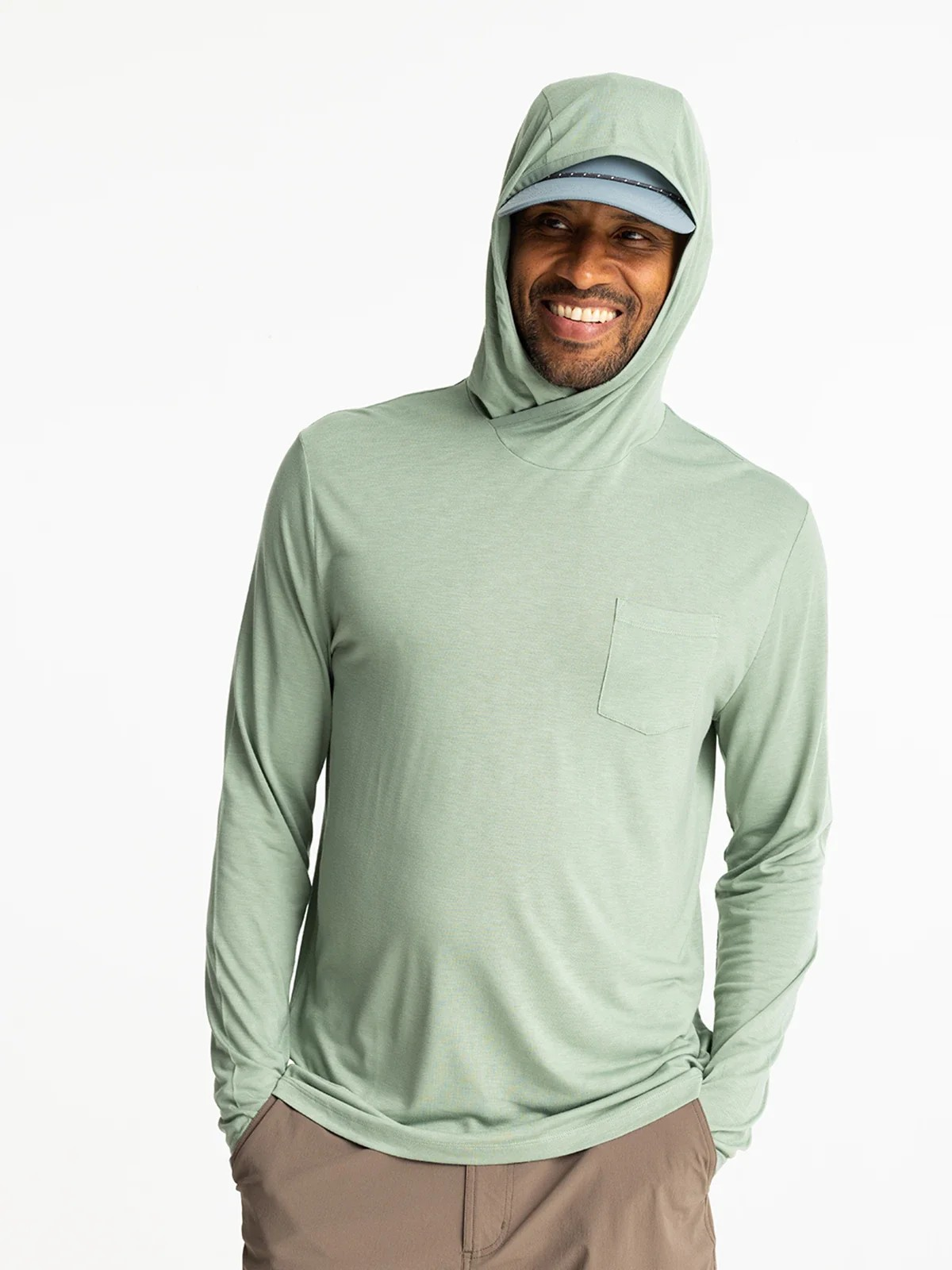 FREE FLY MEN'S PALM GREEN LIGHTWEIGHT HOODIE
