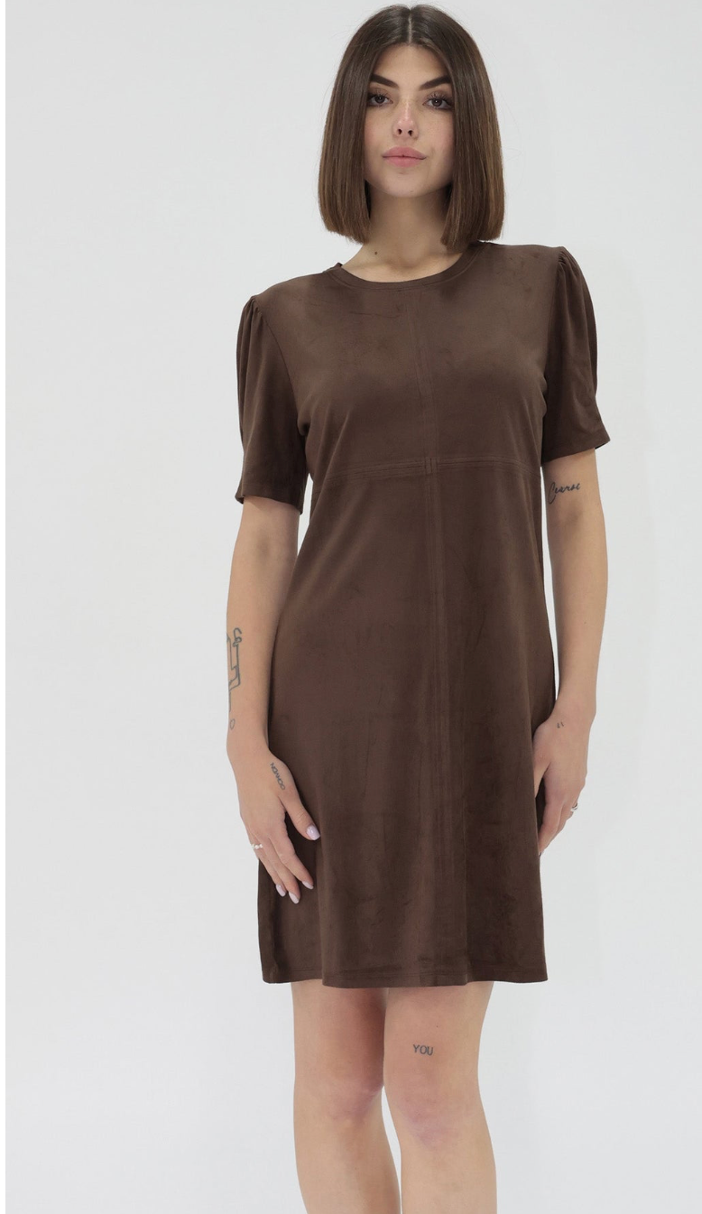 COFFEE BEAN DEMI SUEDE DRESS