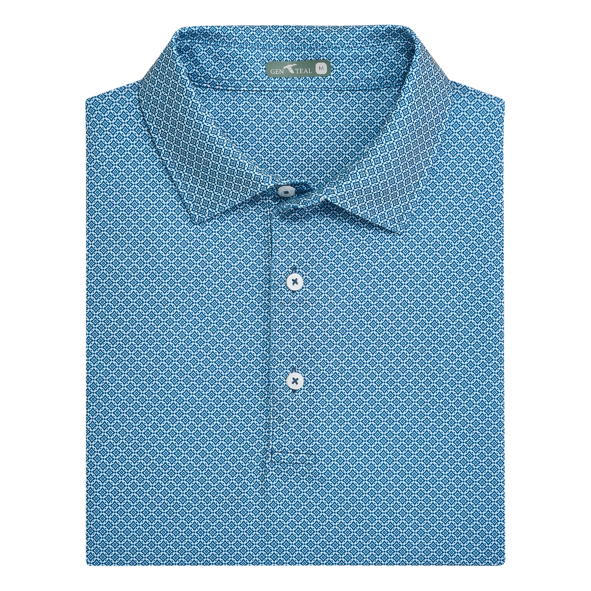 NAVY DIAMOND LATTICE PRINTED POLO