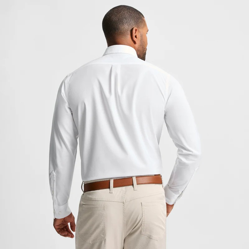 WHITE SPREAD COLLAR SPORTS SHIRT