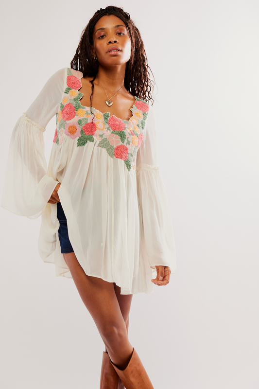 FREE PEOPLE CREAM COMBO MADELINE TUNIC