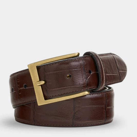 COGNAC CROCODILE LEATHER BELT