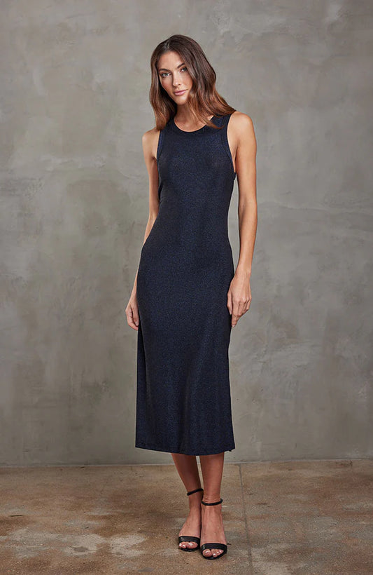 SUNDAYS METALLIC NAVY JUDE DRESS