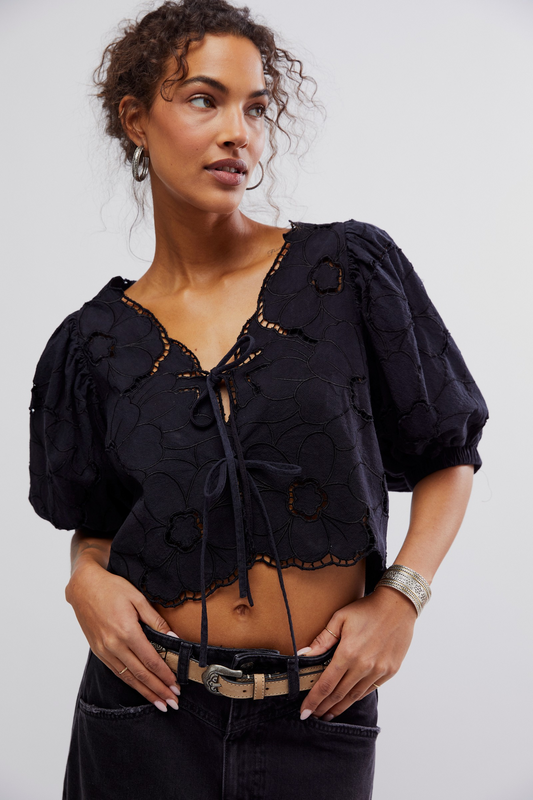 FREE PEOPLE BLACK COMBO JUNE TOP - BALI