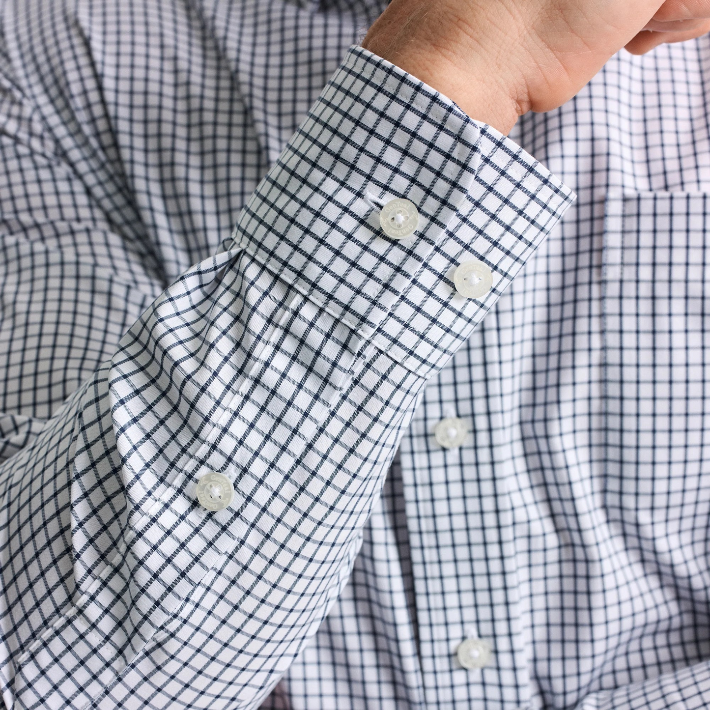 NAVY TATTERSALL COTTON SPORT SHIRT