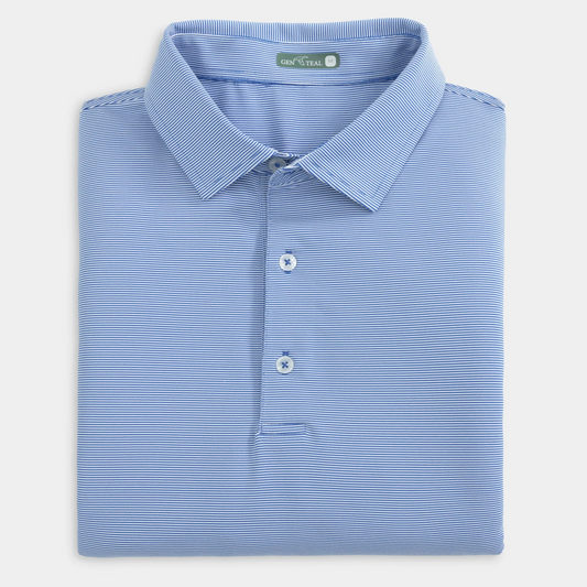 ROYAL BLUE CLUB PINSTRIPE PERFORMANCE POLO