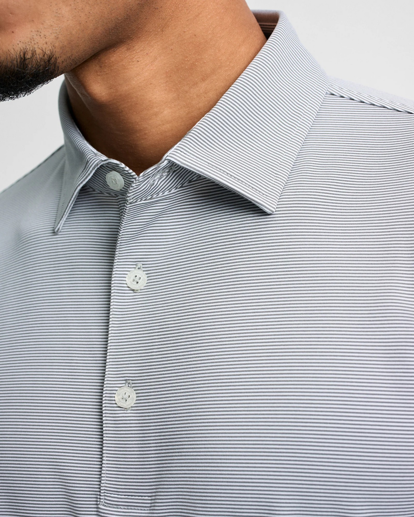 CHARCOAL PINSTRIPE PERFORMANCE POLO