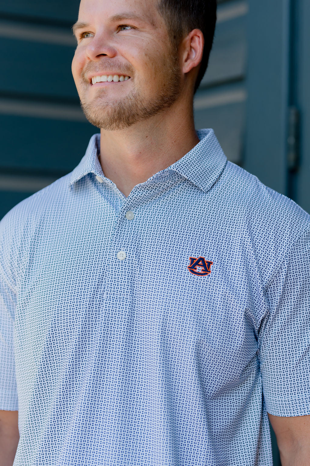 AUBURN TRELLIS PRINTED PERFORMANCE POLO