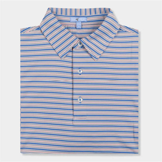 GENTEAL CYAN STRIPE PERFORMANCE POLO