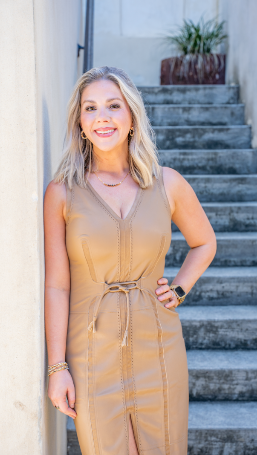 CHESTNUT MONA VEGAN LEATHER DRESS