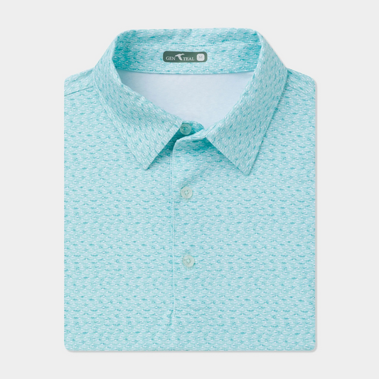 GENTEAL GREEN TUNA PRINTED BRRR PERFORMANCE POLO