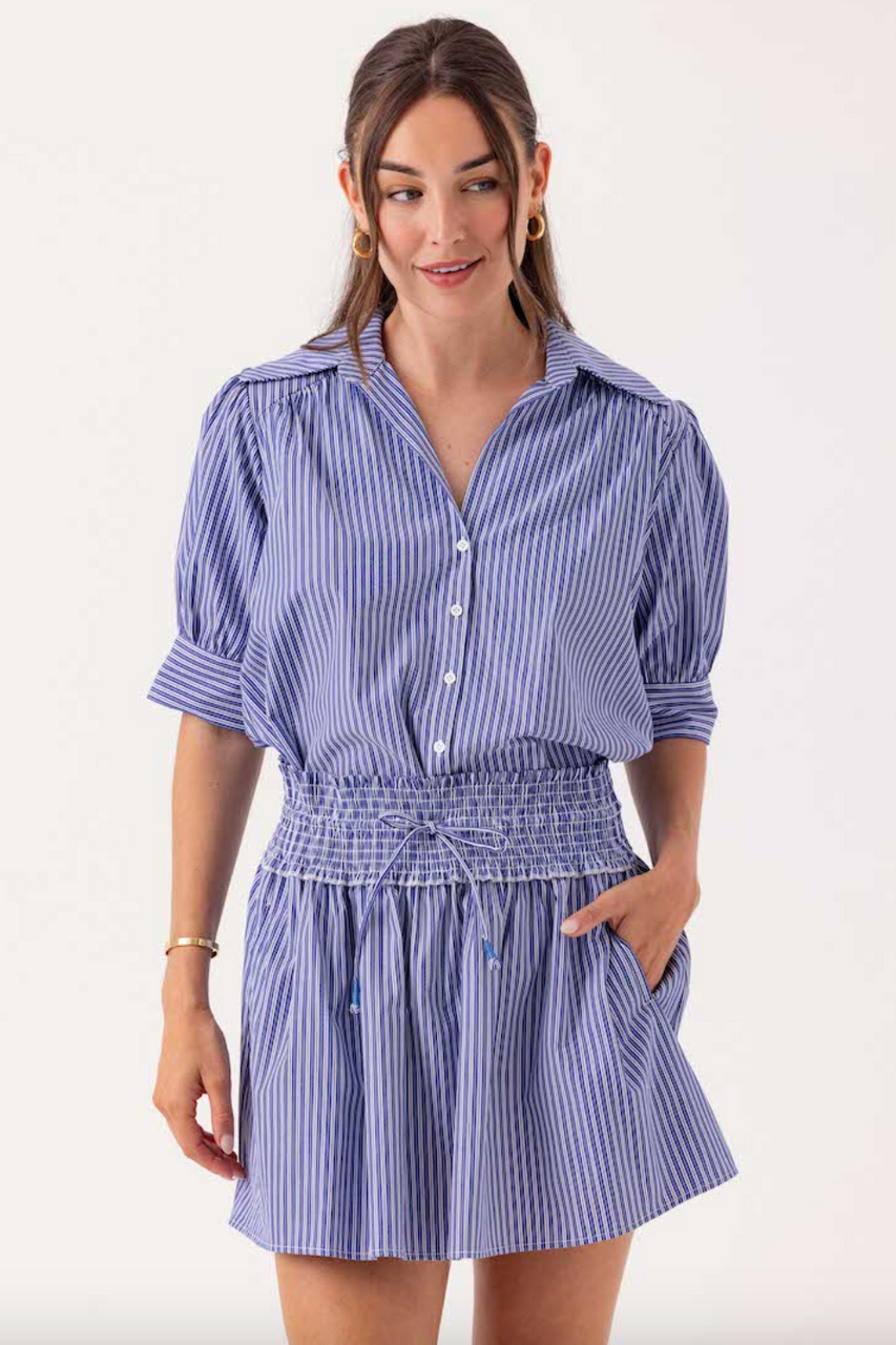 SUNDAYS SEA BLUE STRIPE KLARIZA SHIRT