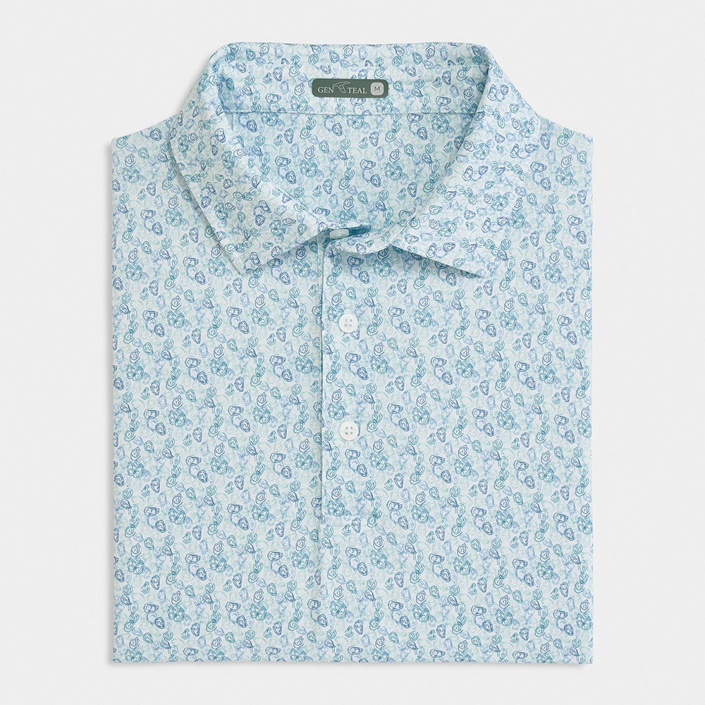 ULTRAMARINE SHELLSCAPE PRINTED PERFORMANCE POLO