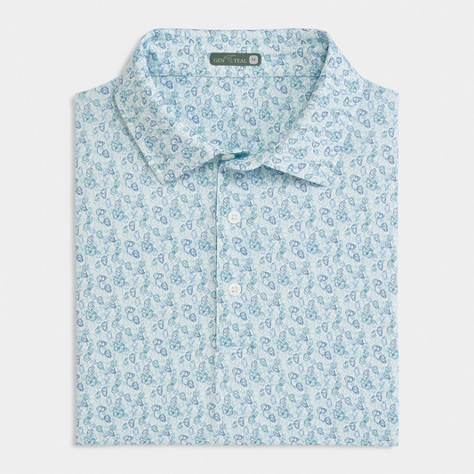 ULTRAMARINE SHELLSCAPE PRINTED PERFORMANCE POLO