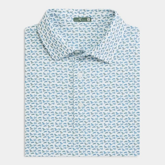 YOUTH OPAL SOARING SILHOUETTES PRINTED POLO