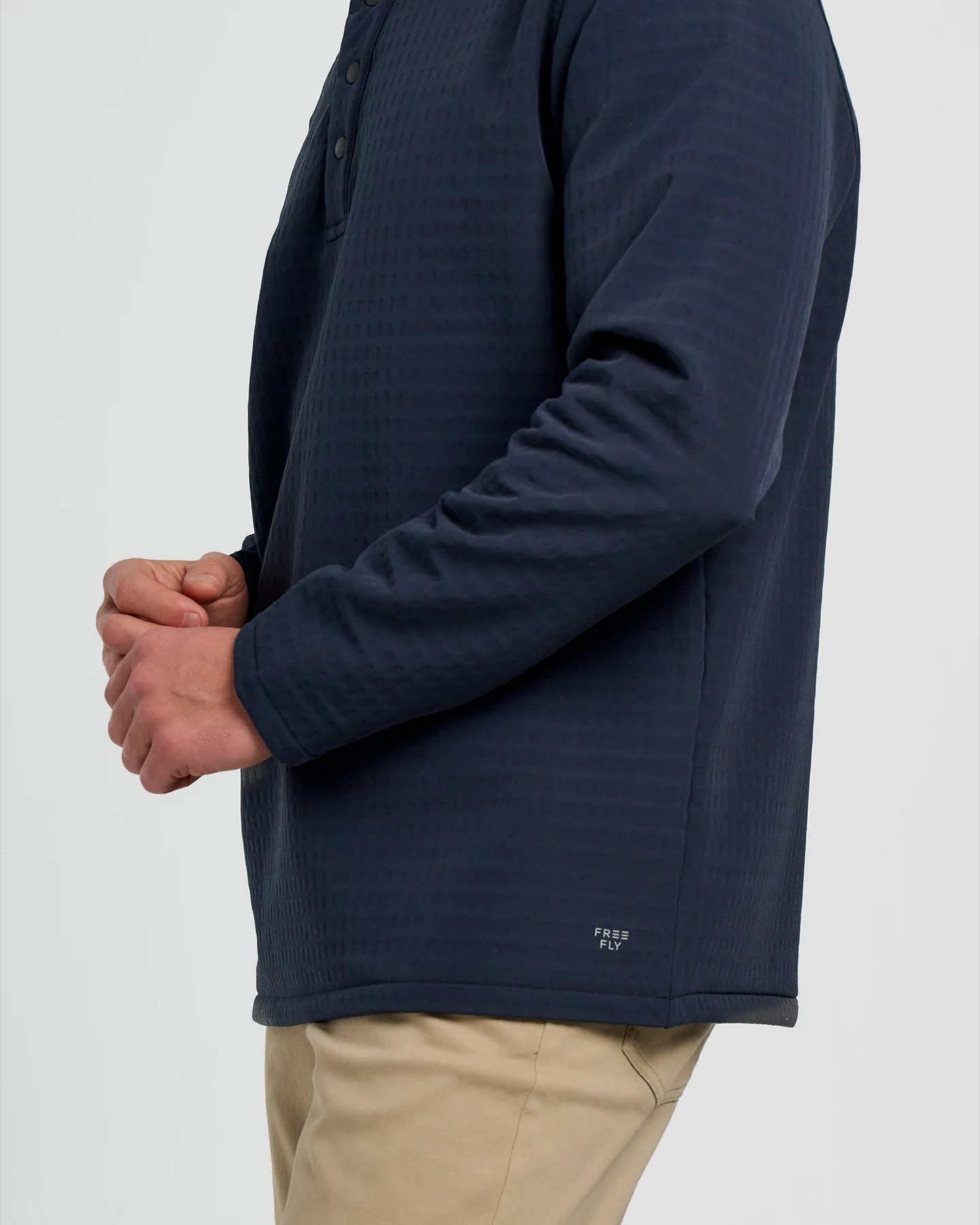 DEEP NAVY GRIDBACK FLEECE SNAP PULLOVER