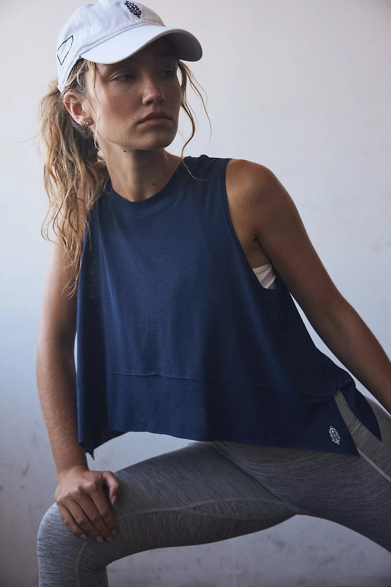 FREE PEOPLE NAVY TEMPO TANK