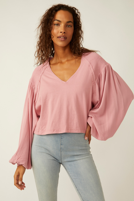 FREE PEOPLE BLUSH KATHY TEE