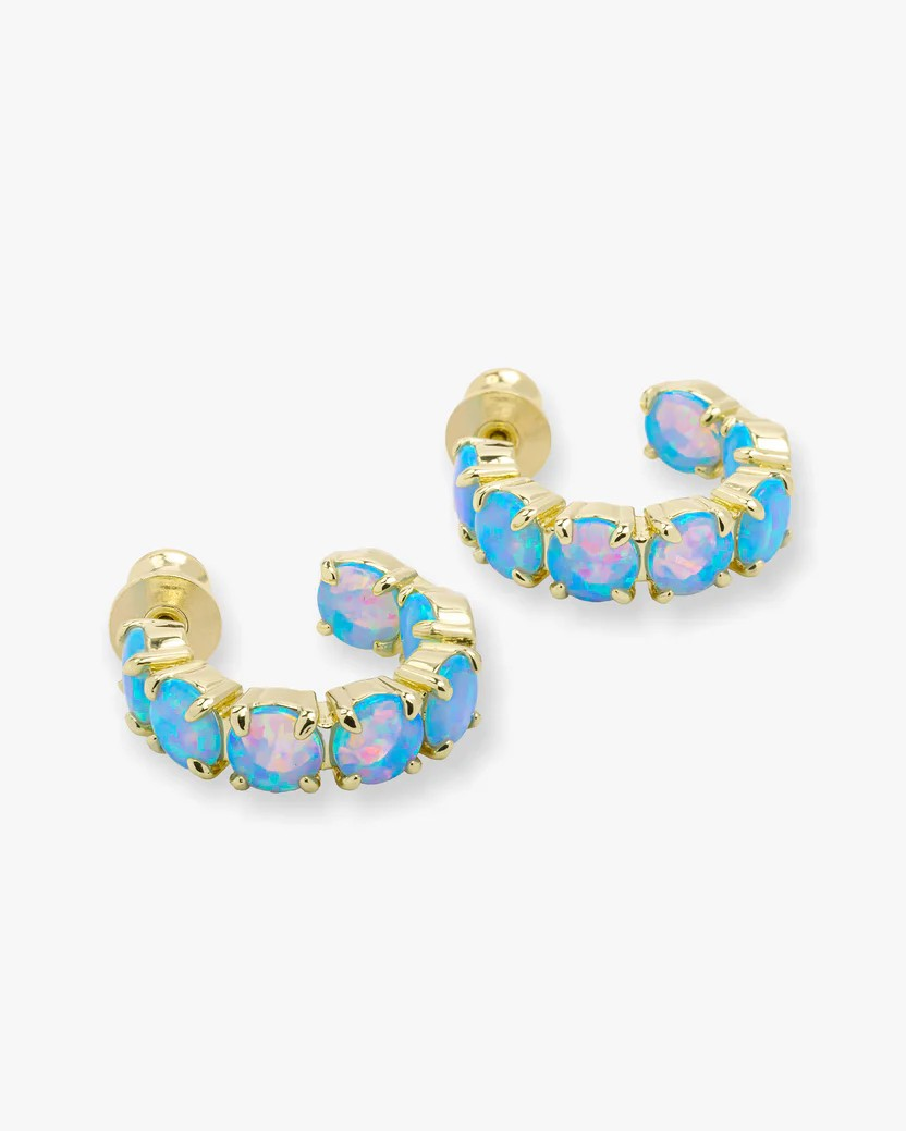OH SHE FANCY .75' BLUE OPAL HOOPS