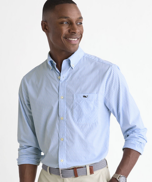 JAKE BLUE PERFORMANCE CORAL REEF GINGHAM SHIRT