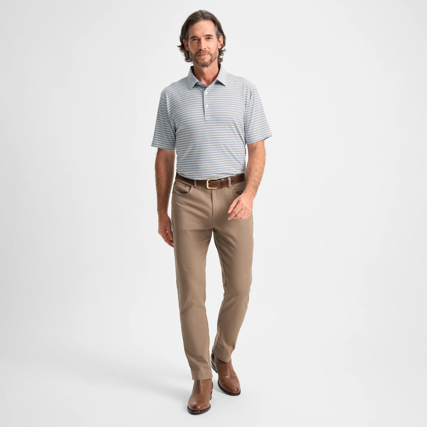 TEAK MULTIPINSTRIPE PERFORMANCE POLO