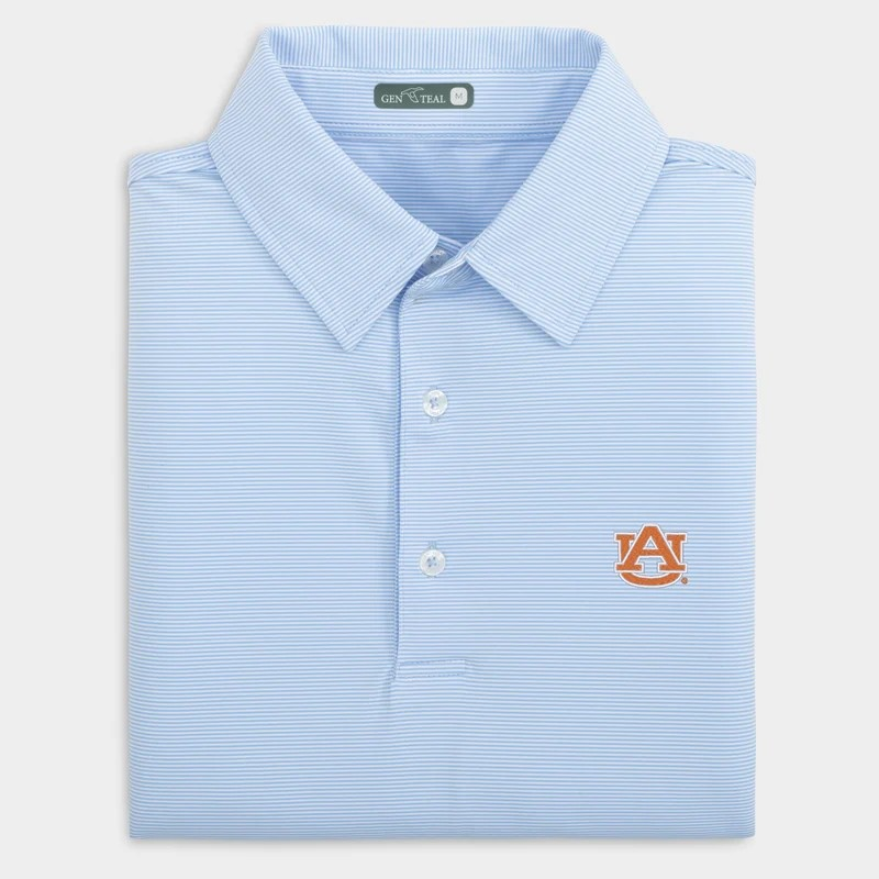 HERITAGE BLUE AUBURN CLUB PINSTRIPE PERFORMANCE POLO