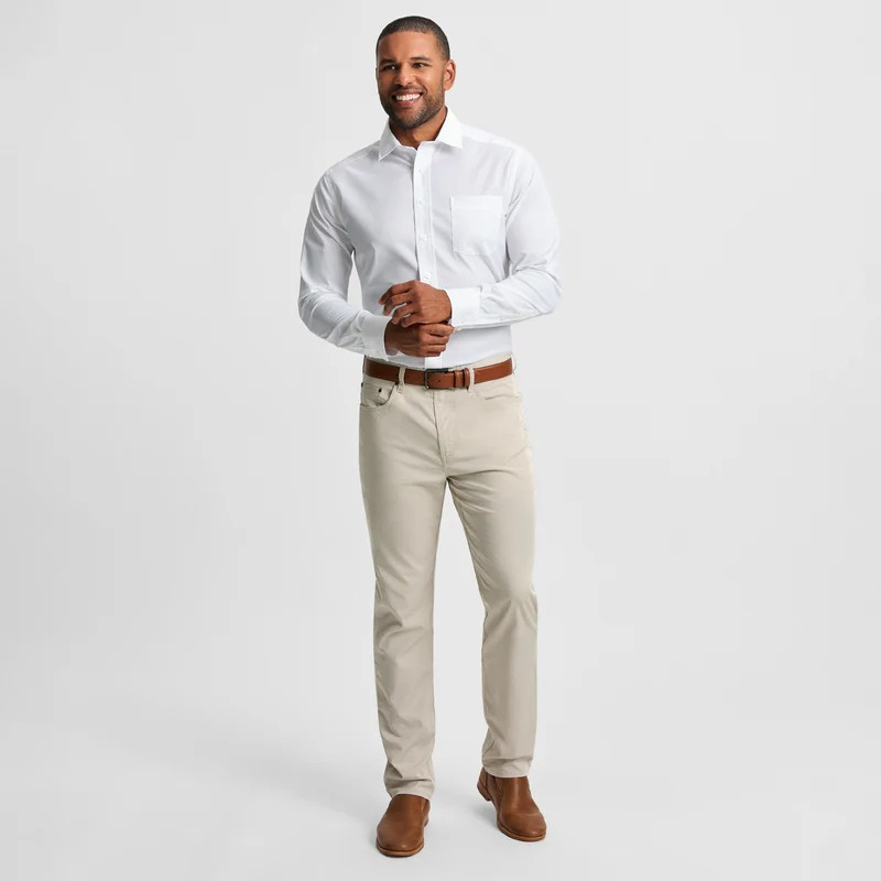 WHITE SPREAD COLLAR SPORTS SHIRT
