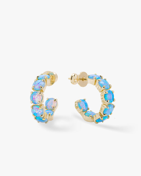 OH SHE FANCY .75' BLUE OPAL HOOPS