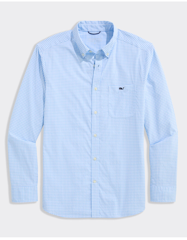JAKE BLUE PERFORMANCE CORAL REEF GINGHAM SHIRT