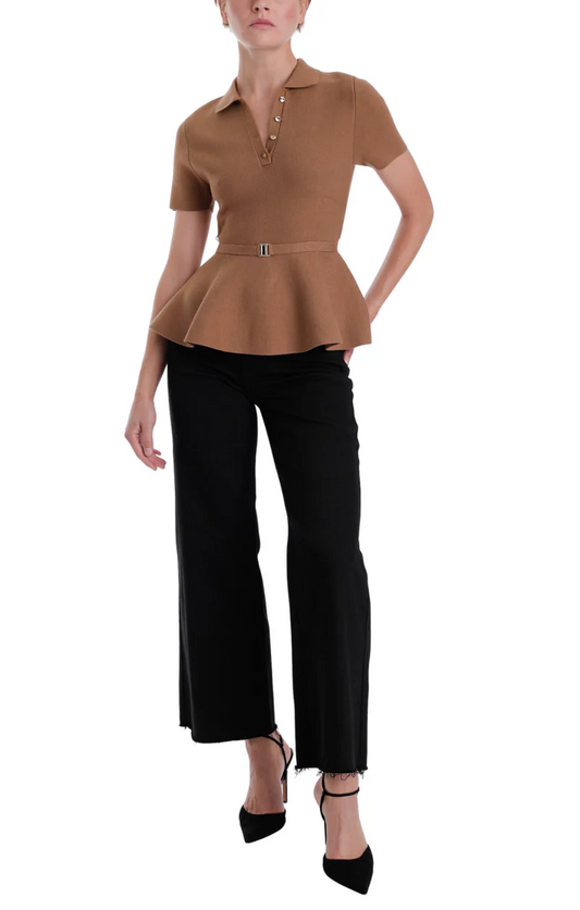 KARINA GRIMALDI SEPIA ARIA KNIT TOP