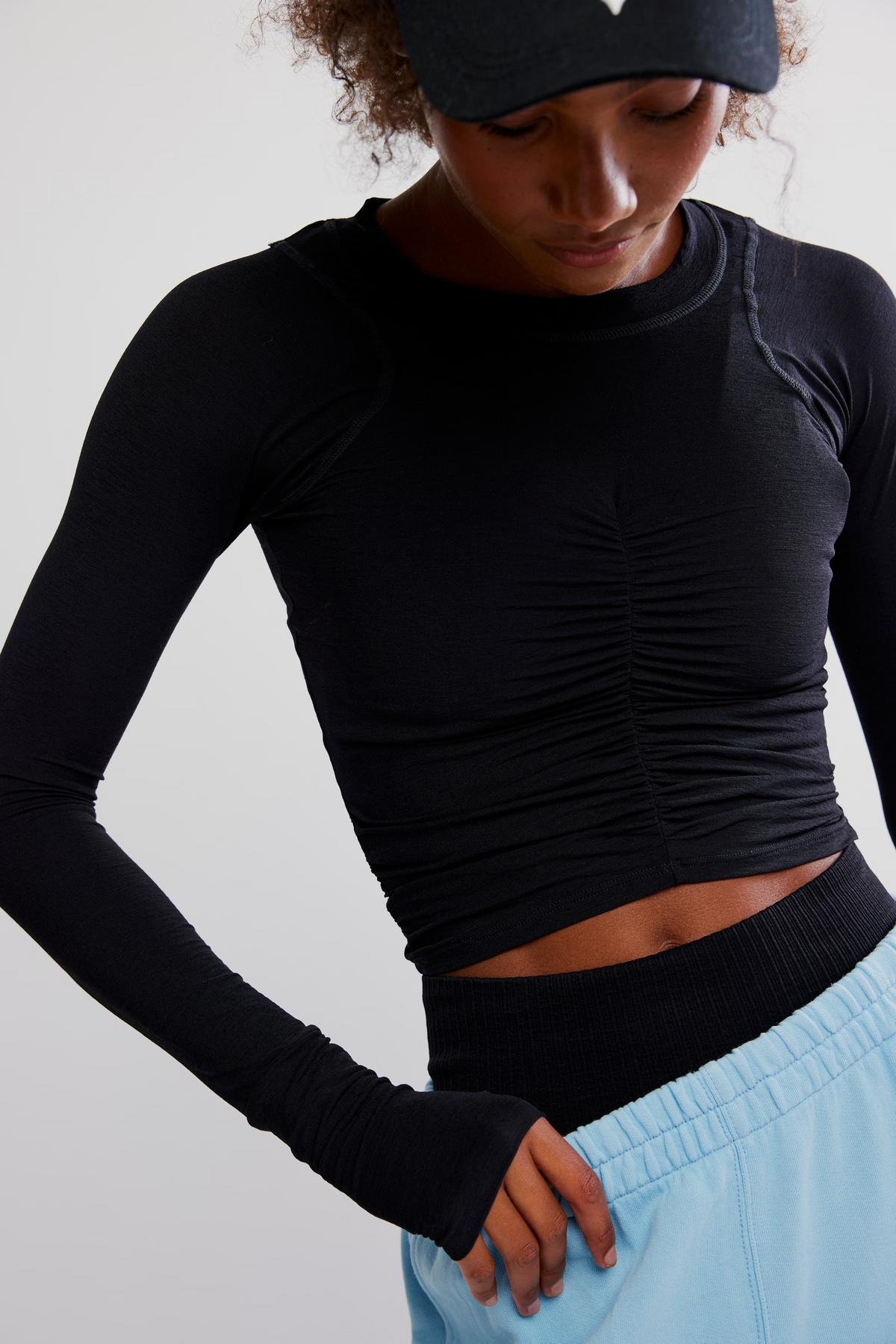 BLACK TEMPO RUCHED UV PROTECTION LONG SLEEVE