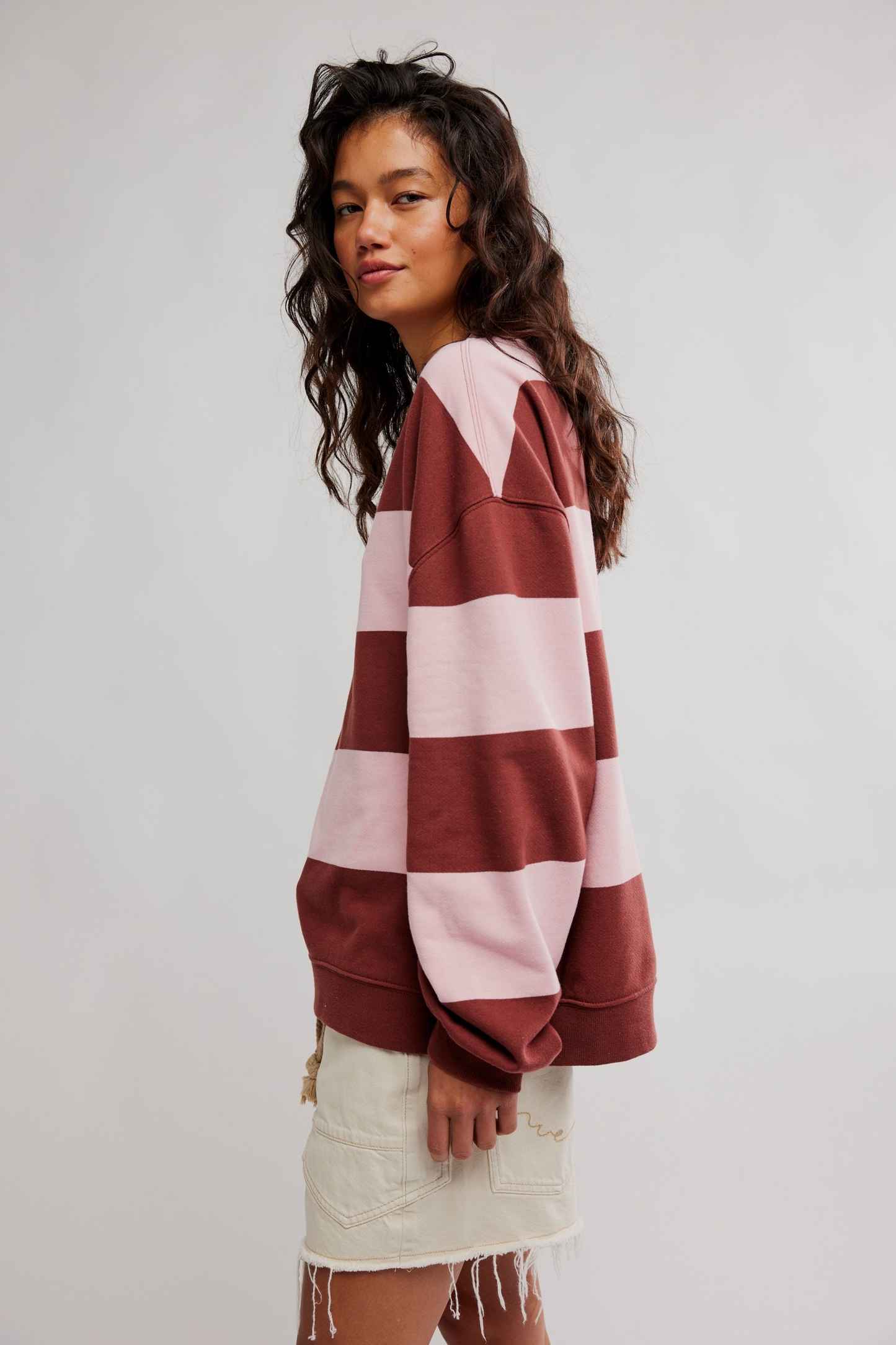 STRAWBERRY WINE COMBO CLASSIC STRIPE CREWNECK