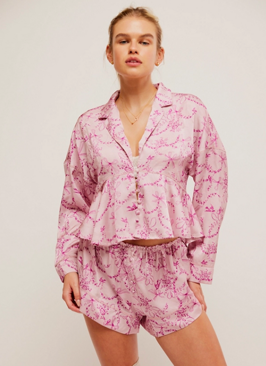 FREE PEOPLE BLUSHING COMBO BEAUTY SLEEP PJ SET