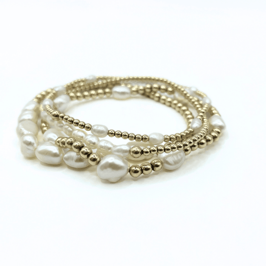 ERIN GRAY BAROQUE PATTERNED PEARL BRACELET IN 14K GOLD-FILLED