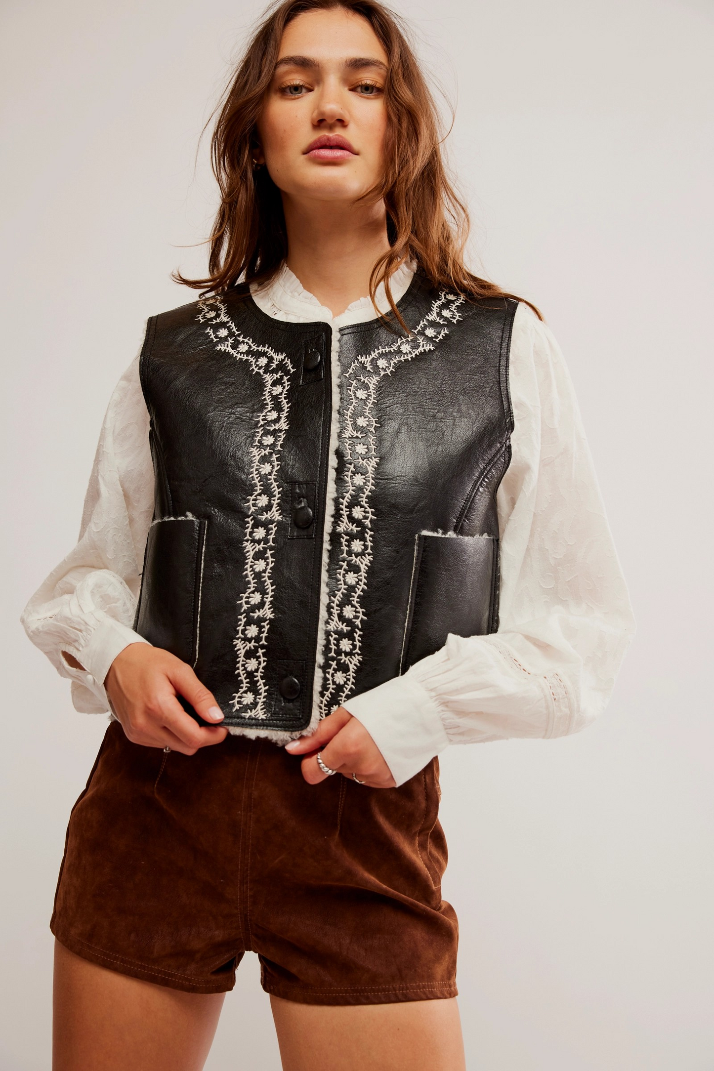 FREE PEOPLE TRAVELERS LEATHER VEST