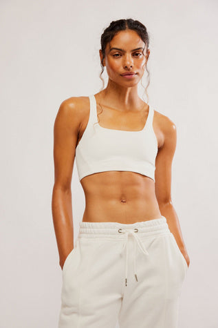 FREE PEOPLE WHITE NEVER BETTER SQ NECK BRA