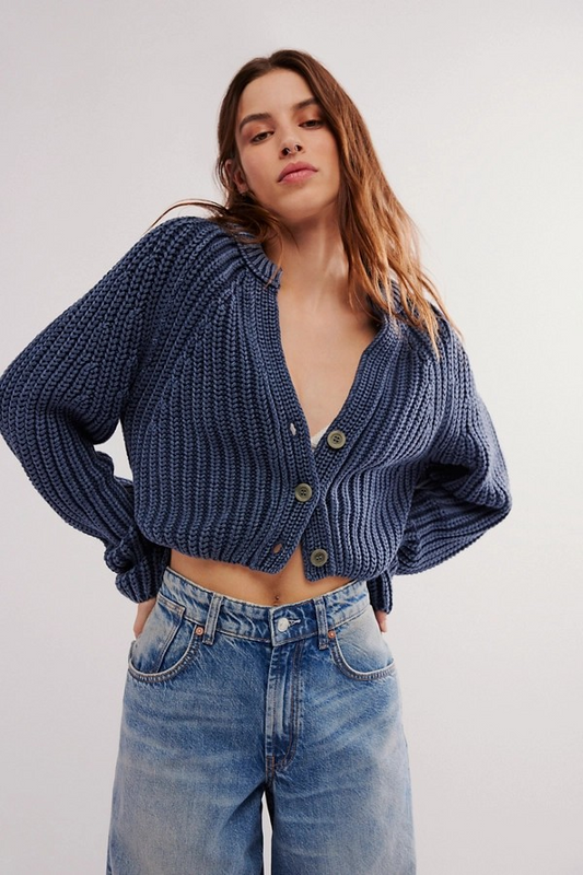 FREE PEOPLE NAVY SWEET NOTHING CARDI