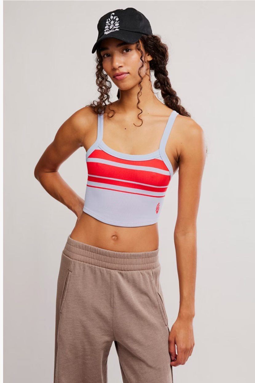 FREE PEOPLE RETRO STRIPED GRAPEFRUIT ALL CLEAR CAMI