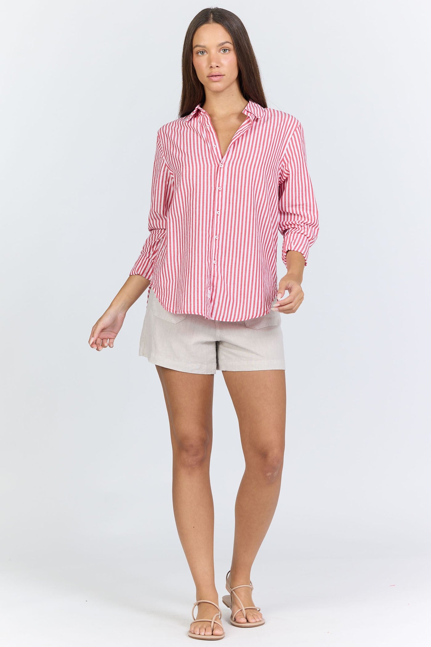 DESALSA STRIPE LOLITA BUTTON-UP TOP